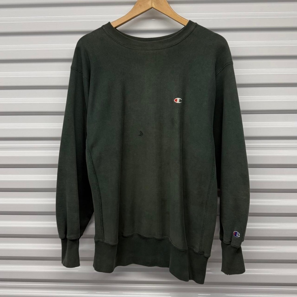 VTG 90's Champion Reverse Weave Faded Green Crewneck Sweatshirt Size XL
